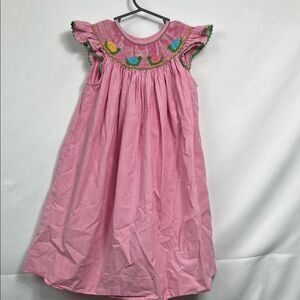 Claire & Charlie Pink check dress smocked snails size 4